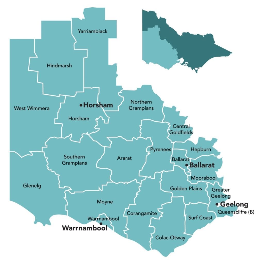 map of the Western Victoria PHN region